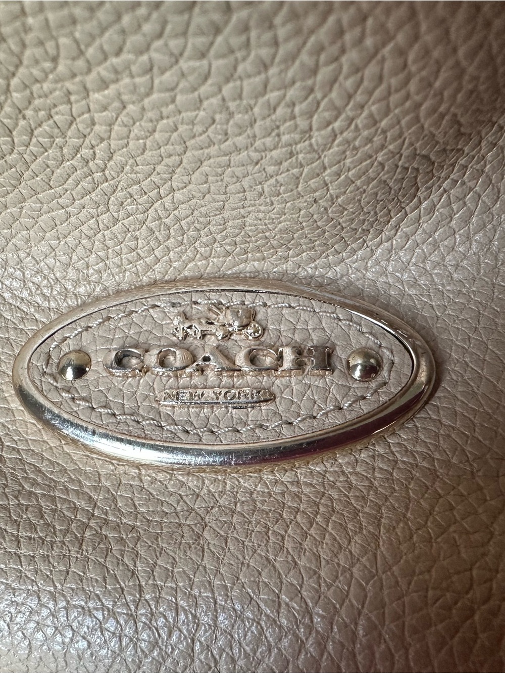 Coach Pebbled Leather Shoulder Bag in Taupe/dark beige